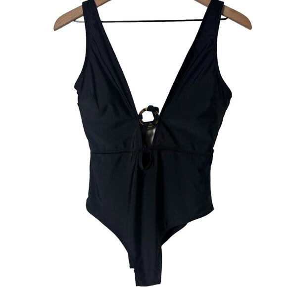 CUPSHE O-RING LACE BLACK ONE PIECE WOMEN SWIMSUIT SIZE MEDIUM BRAND NEW WITH TAG - Picture 1 of 7